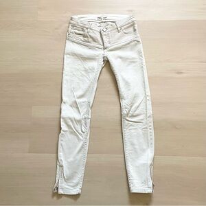 Maje Off White low waisted PU Leather Trim Skinny Cropped Jeans 36/S